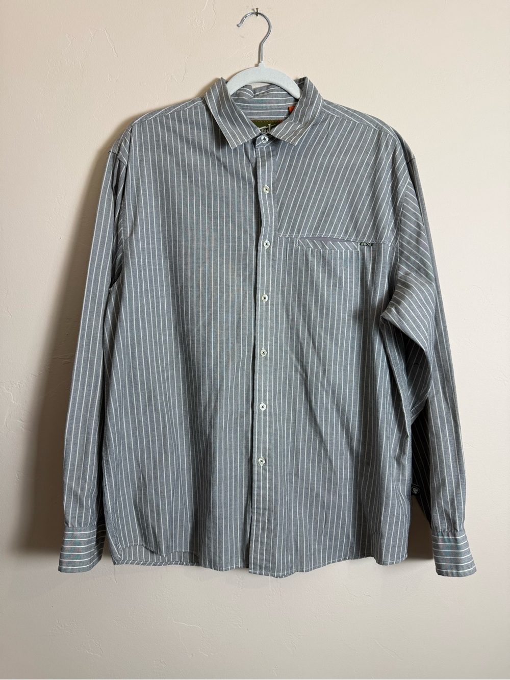Howler Bros Gray Pinstripe Button-Up Shirt Size large
